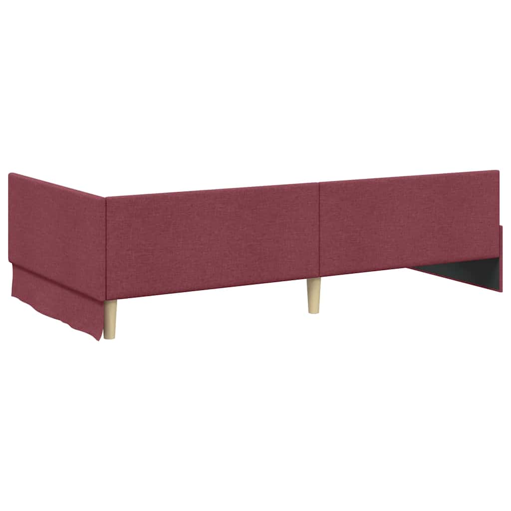 Corner Bed Frame with Headboard Wine red 90 x 200 cm