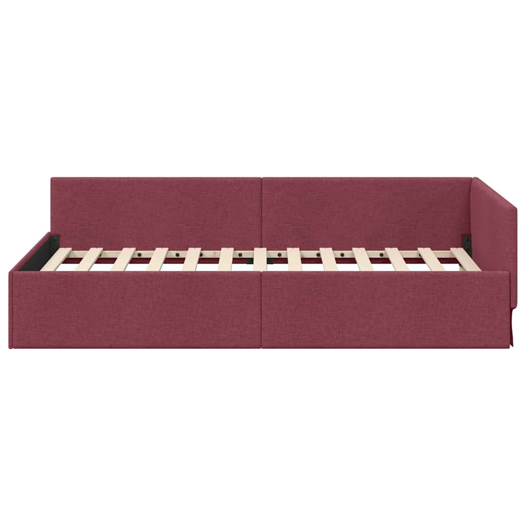 Corner Bed Frame with Headboard Wine red 90 x 200 cm