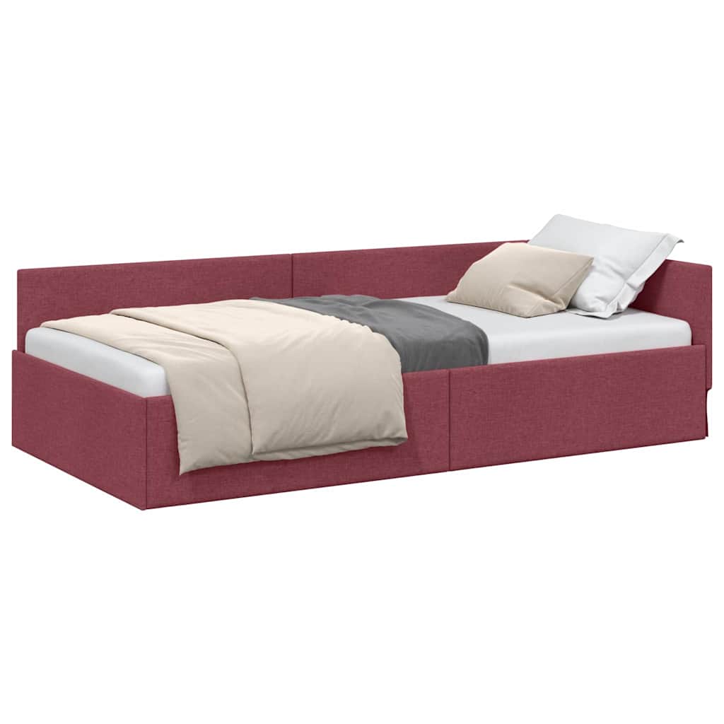 Corner Bed Frame with Headboard Wine red 90 x 200 cm