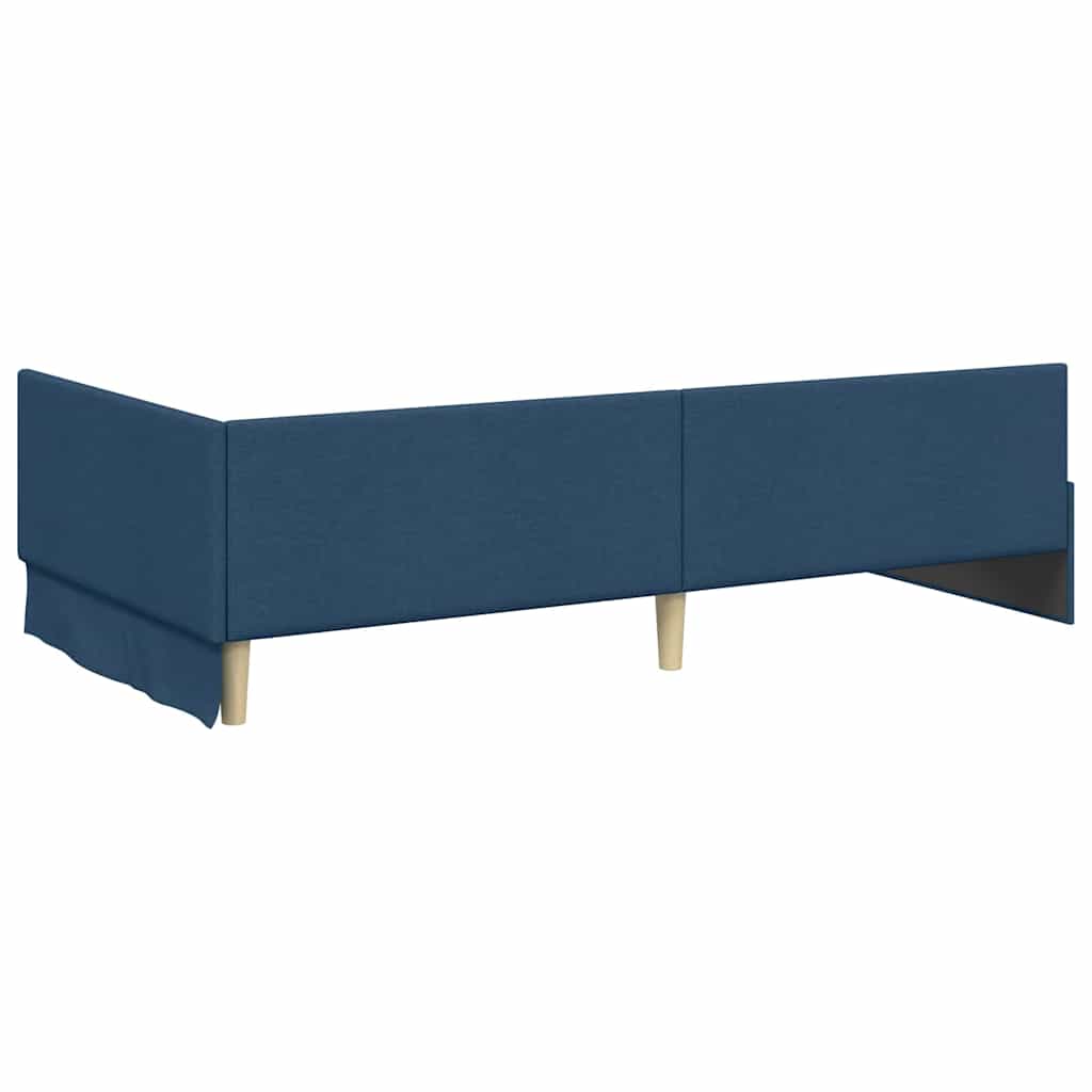 Corner Bed Frame Blue 90 x 200 cm Fabric and Engineered wood