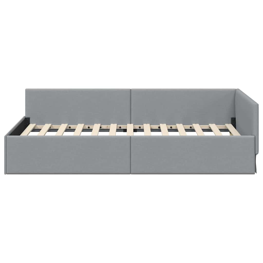 Corner Bed Frame with Headboard Light grey 100 x 200 cm