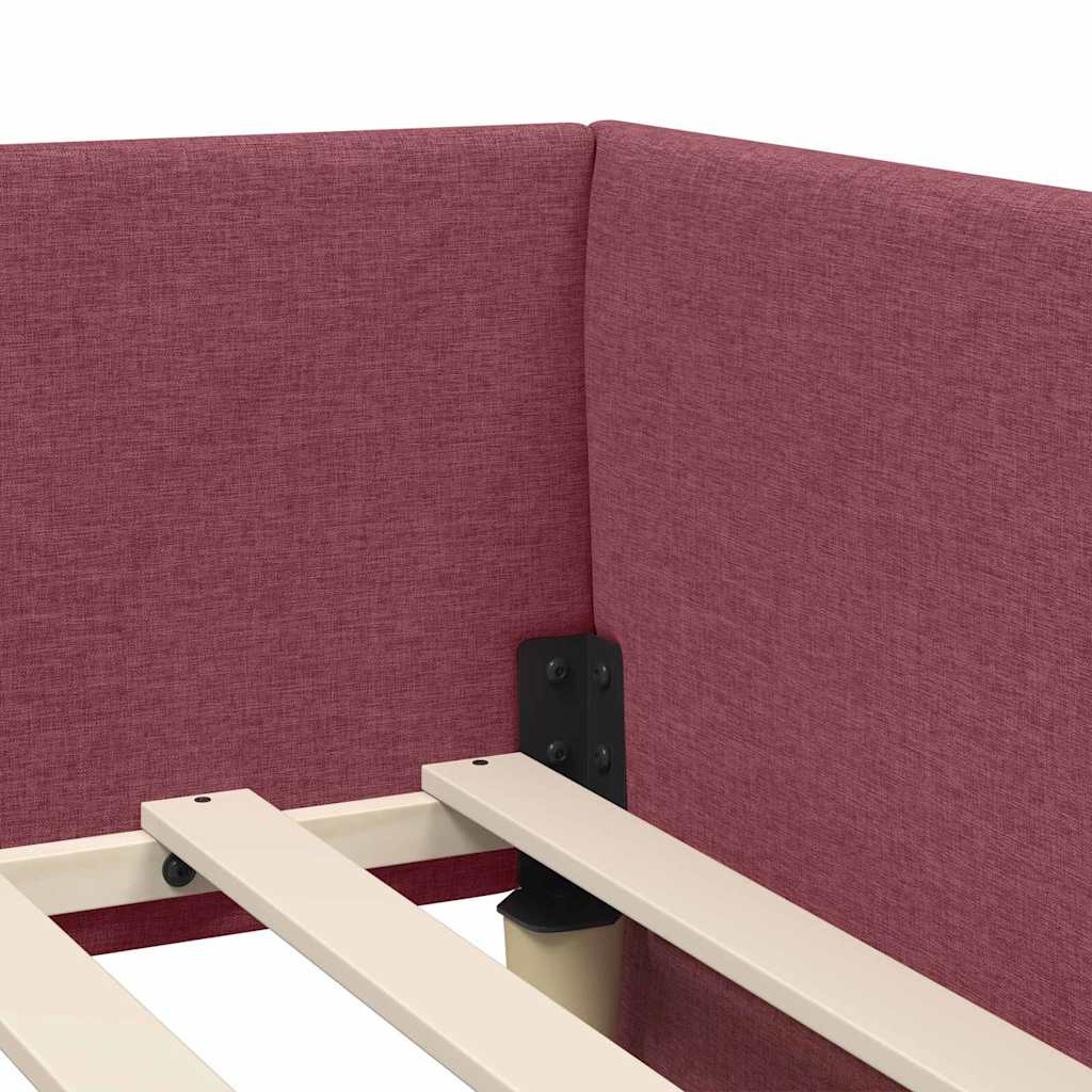 Corner Bed Frame with Headboard Wine red 100 x 200 cm