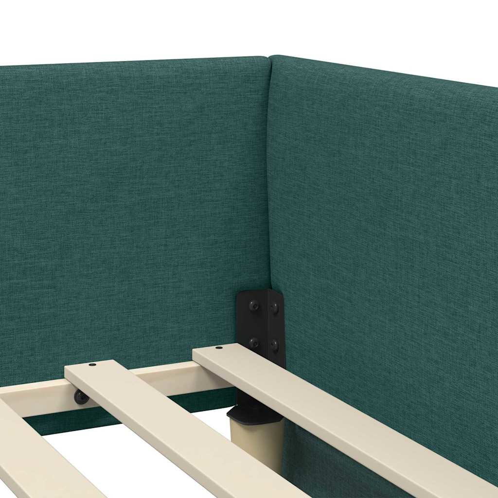Corner Bed Frame with Headboard Dark green 100 x 200 cm