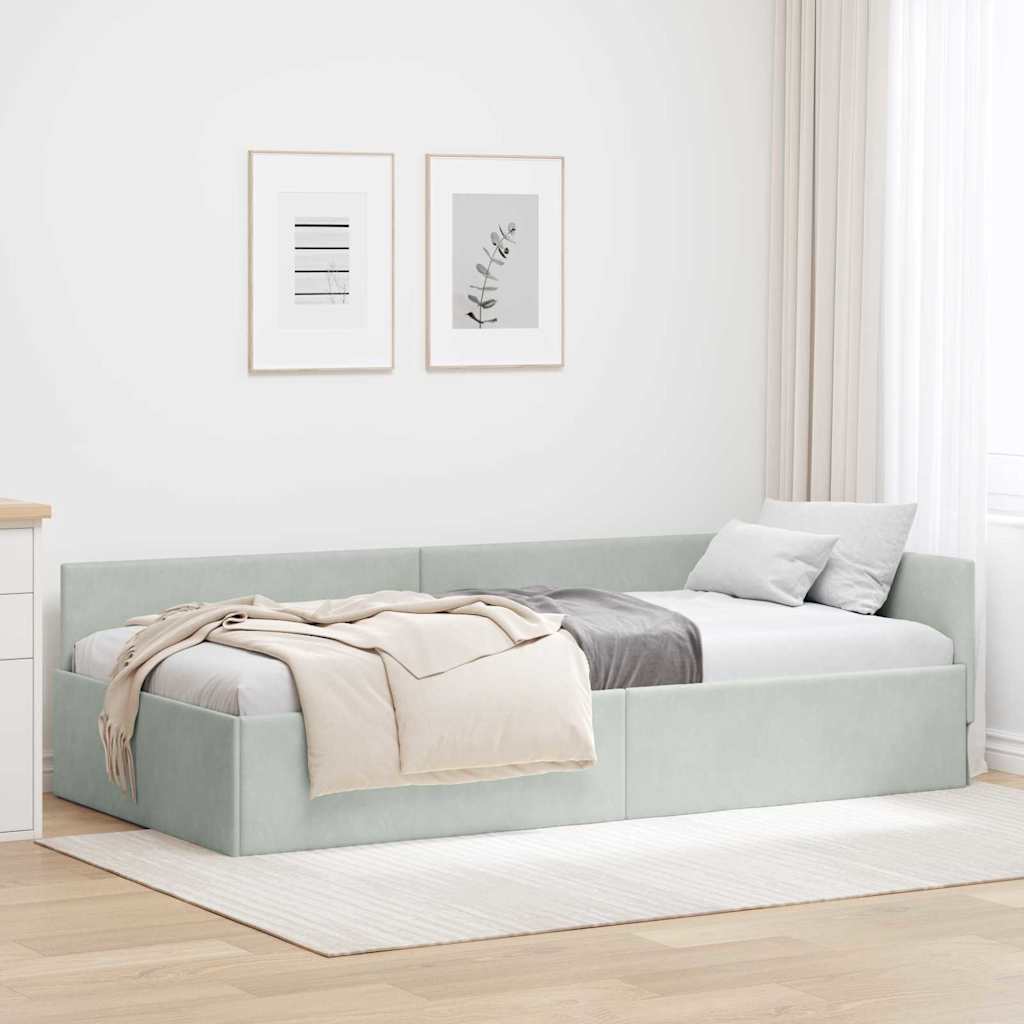 Corner Bed Frame Other with Headboard Light grey 80 x 200 cm