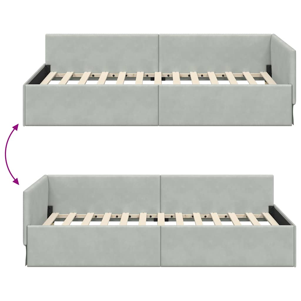 Corner Bed Frame Other with Headboard Light grey 80 x 200 cm