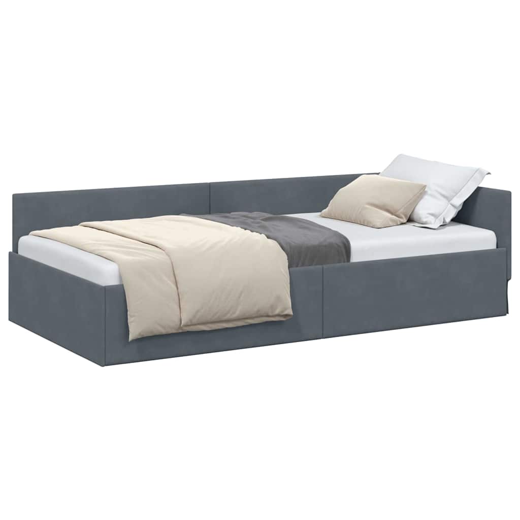 Corner Bed Frame Other with Headboard Dark grey 80 x 200 cm