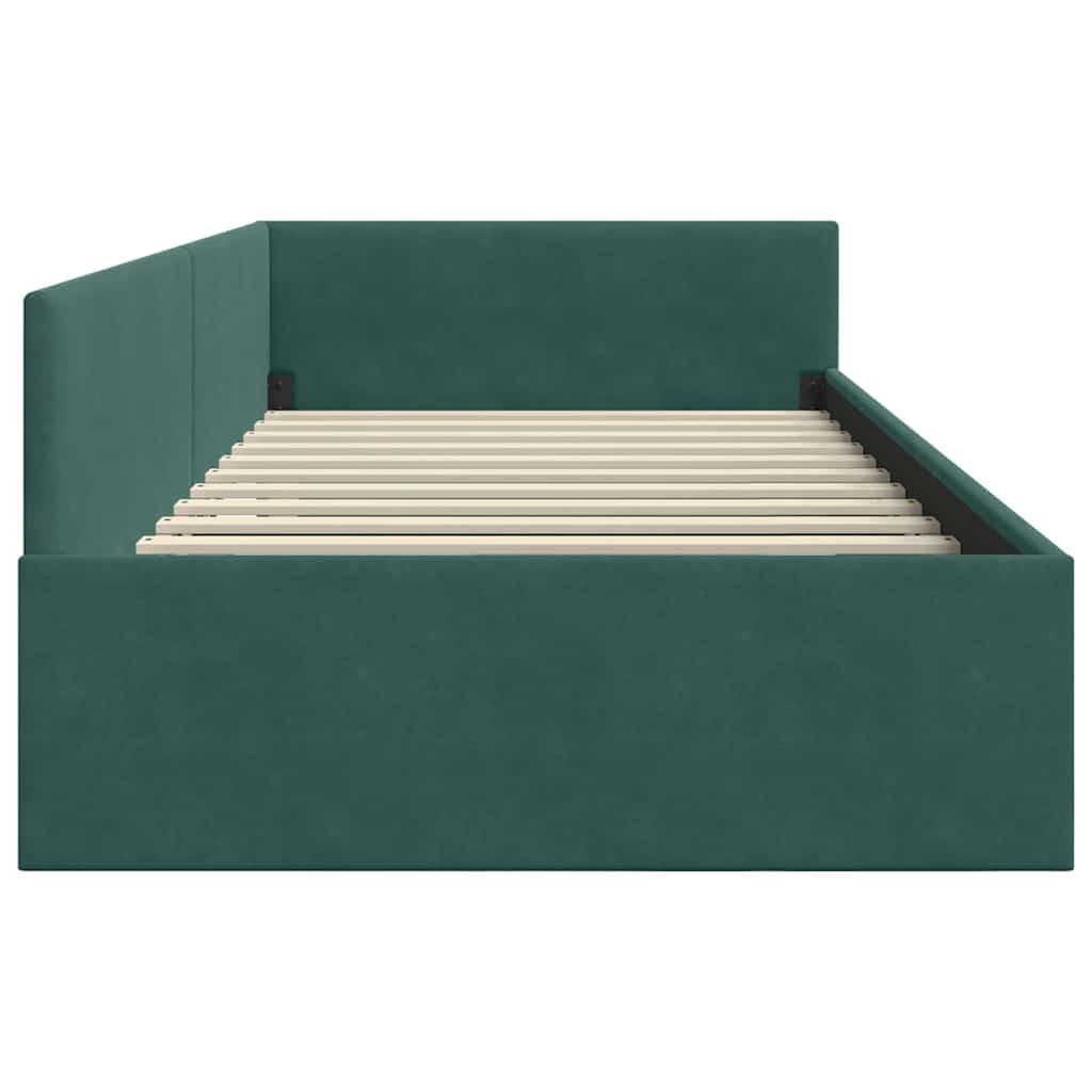 Corner Bed Frame Other with Headboard Dark green 80 x 200 cm