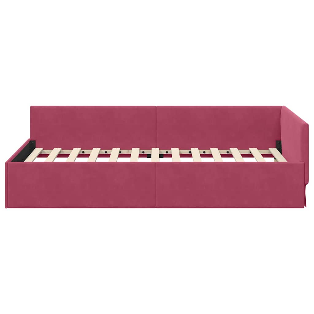 Corner Bed Frame Other with Headboard Wine red 80 x 200 cm