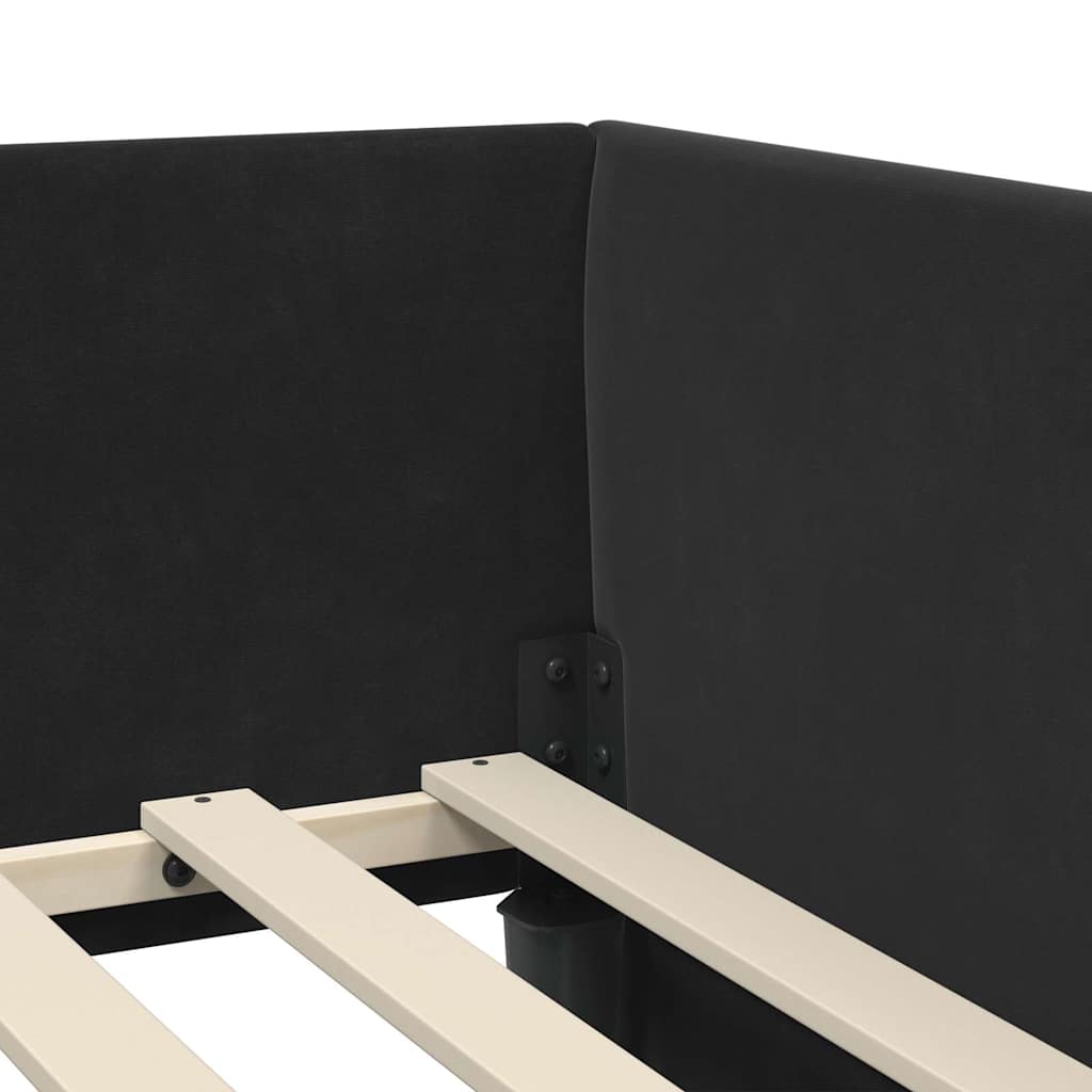 Corner Bed Frame Black 80 x 200 cm Velvet and Engineered wood