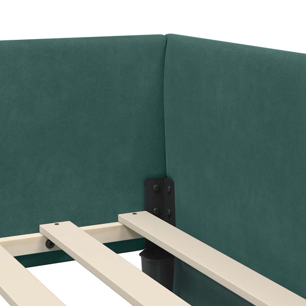 Corner Bed Frame Other with Headboard Dark green 90 x 190 cm