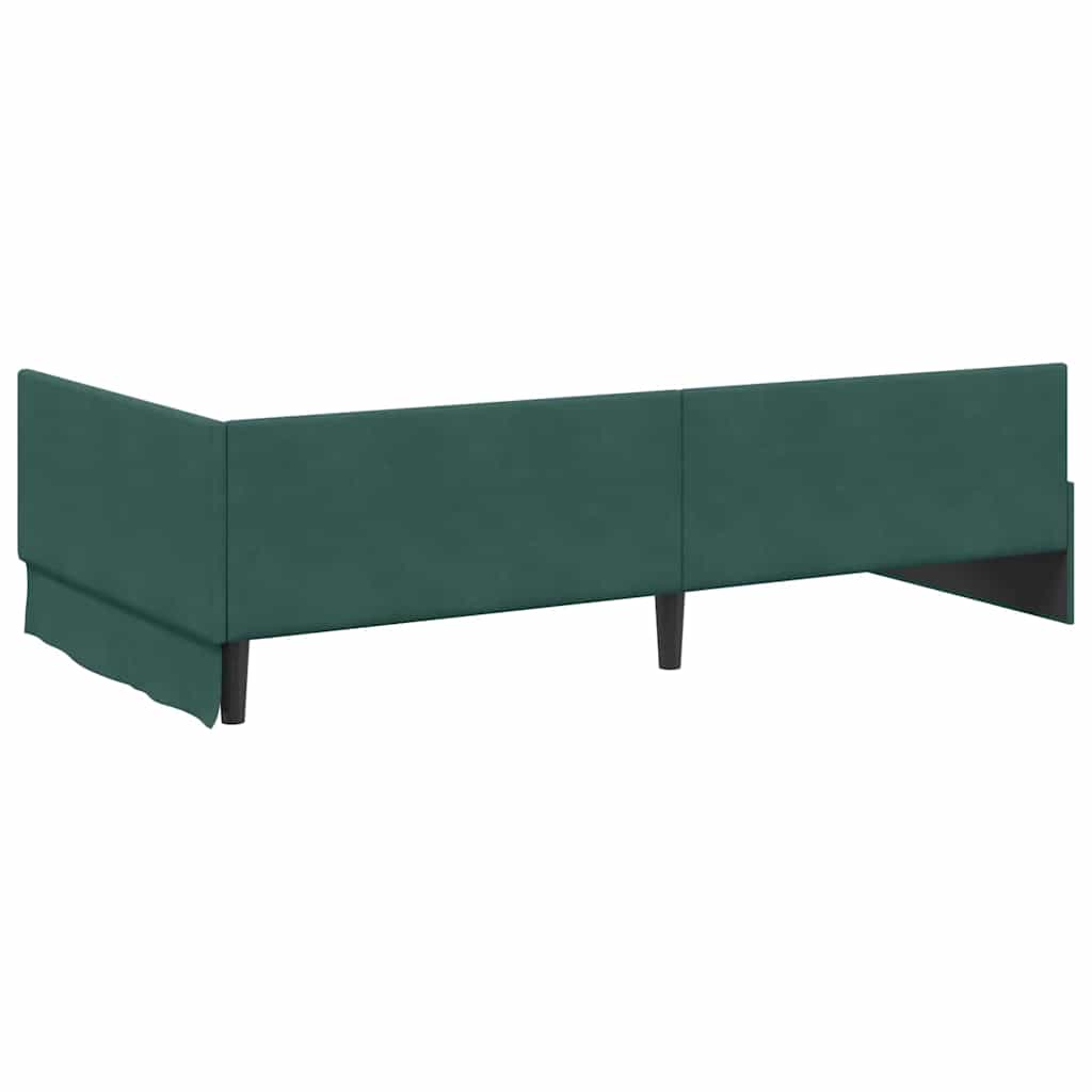Corner Bed Frame Other with Headboard Dark green 90 x 190 cm