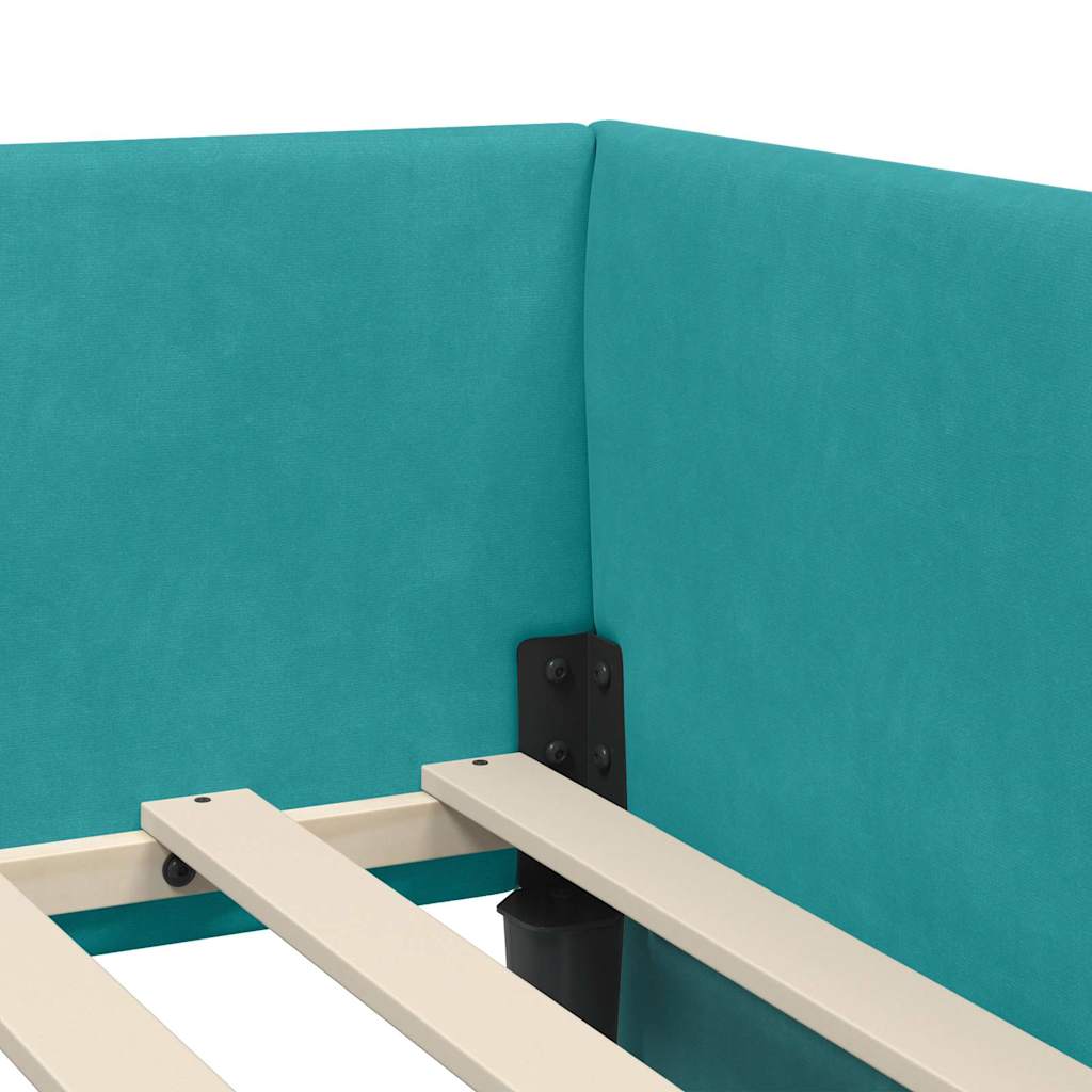 Corner Bed Frame Other with Headboard Turquoise 90 x 190 cm