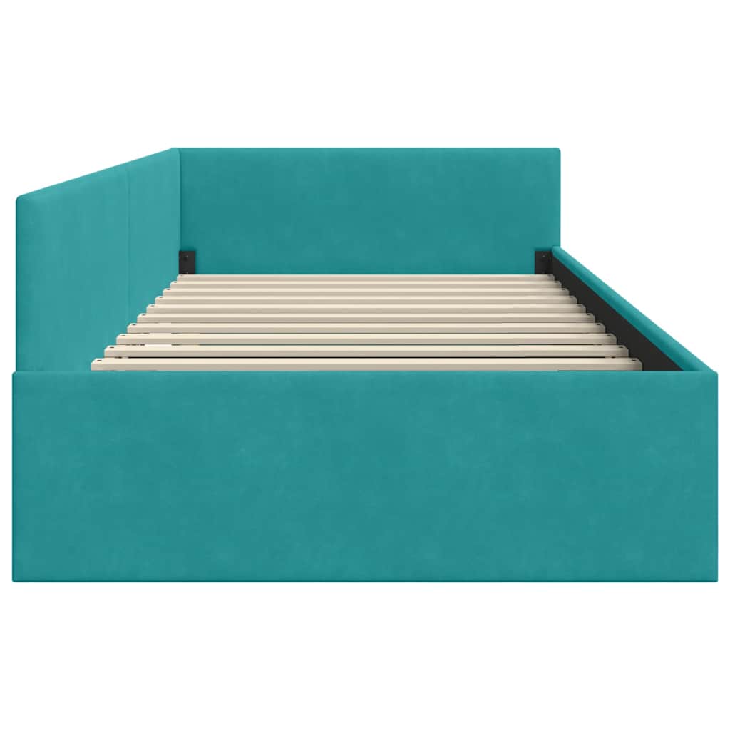 Corner Bed Frame Other with Headboard Turquoise 90 x 190 cm