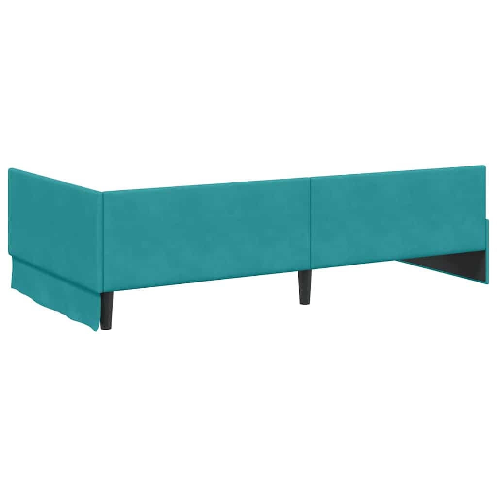 Corner Bed Frame Other with Headboard Turquoise 90 x 200 cm
