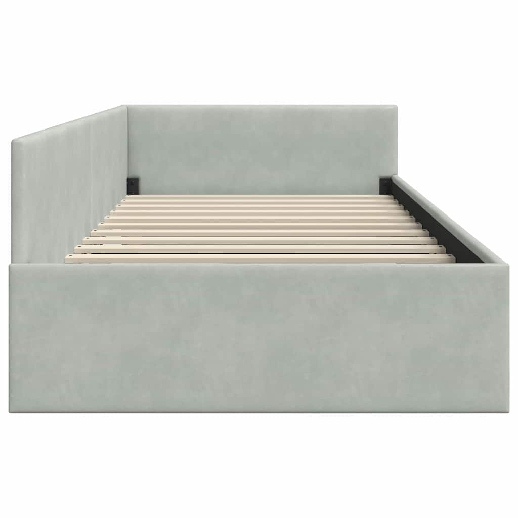Corner Bed Frame Other with Headboard Light grey 100 x 200 cm