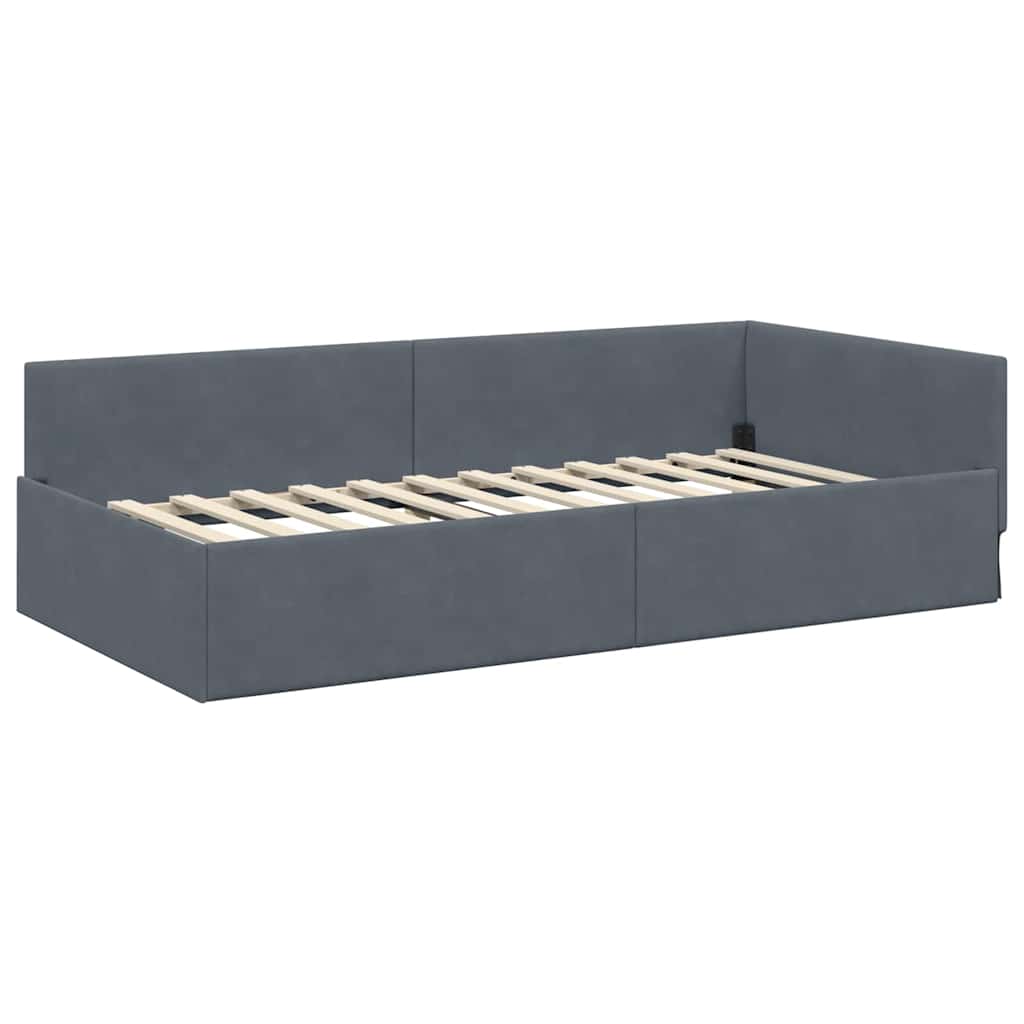 Corner Bed Frame Other with Headboard Dark grey 100 x 200 cm