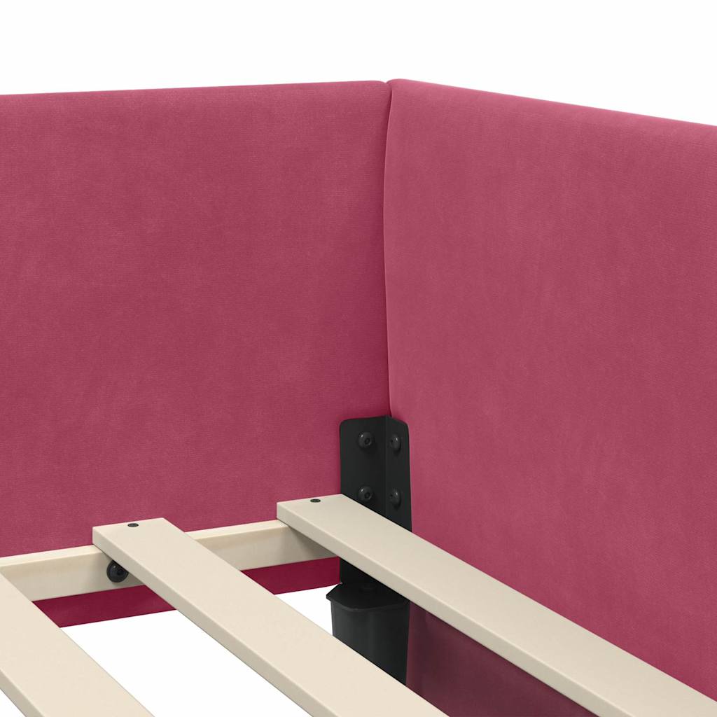 Corner Bed Frame Other with Headboard Wine red 100 x 200 cm