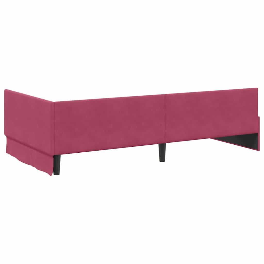 Corner Bed Frame Other with Headboard Wine red 100 x 200 cm