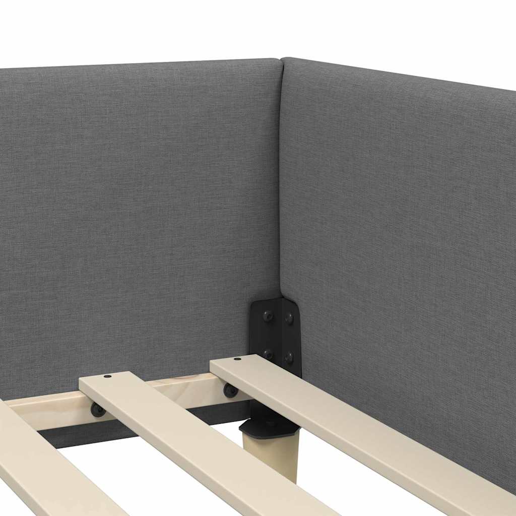 Corner Bed Frame with Headboard Dark Grey 80 x 200 cm Fabric
