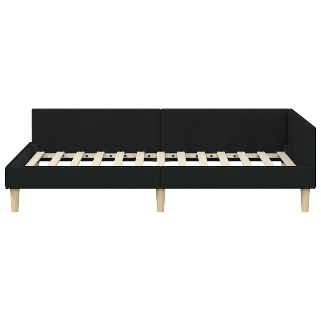 Corner Bed Frame with Headboard Black 80 x 200 cm Fabric