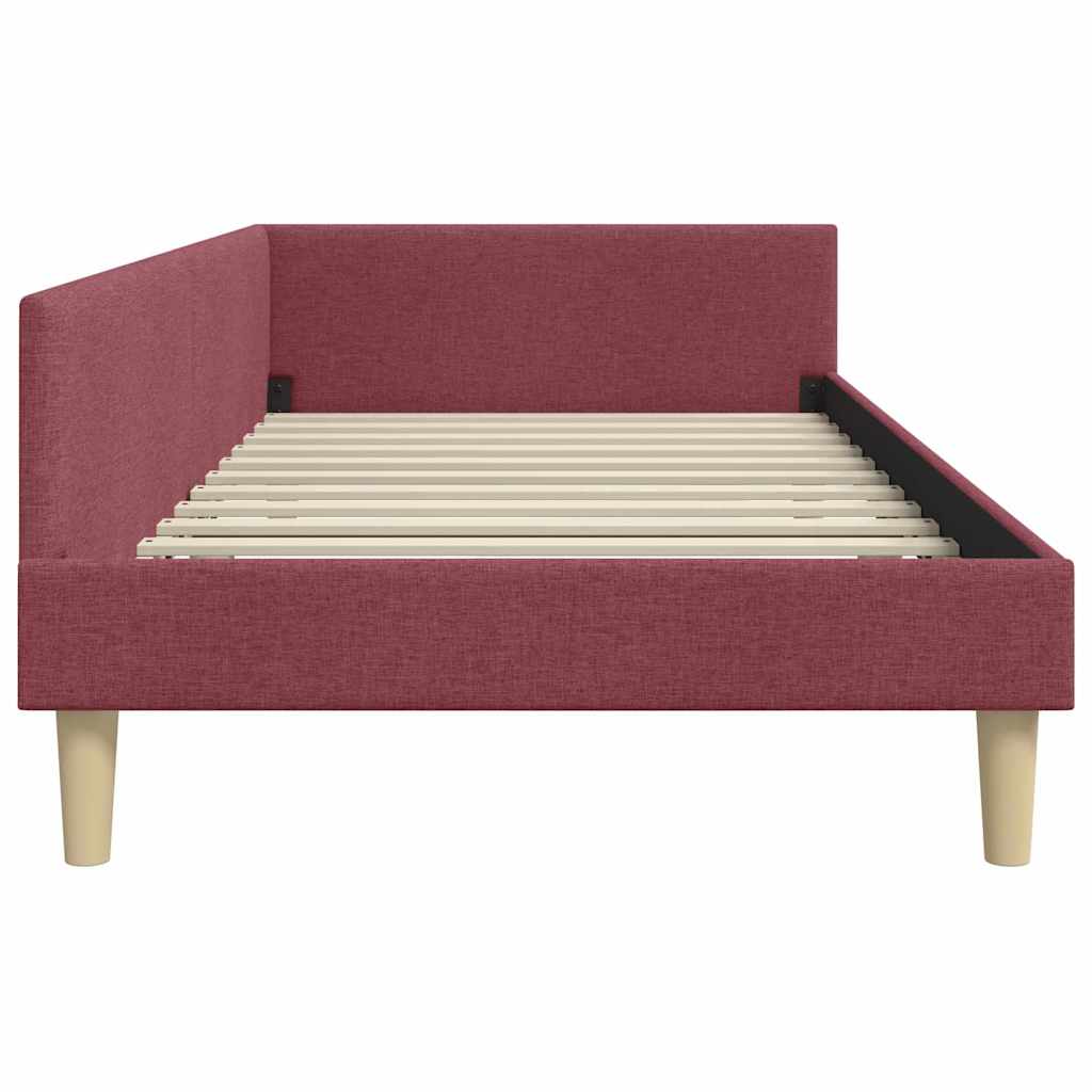 Corner Bed Frame with Headboard Wine Red 80 x 200 cm Fabric