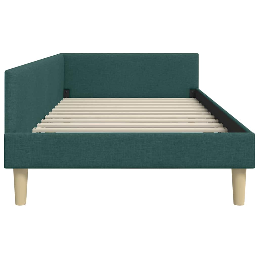 Corner Bed Frame with Headboard Dark Green 80 x 200 cm Fabric