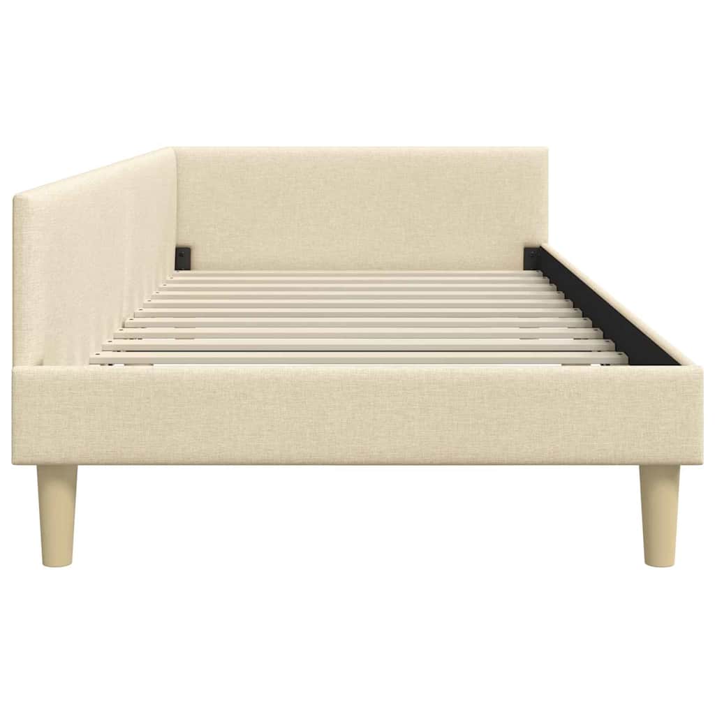 Corner Bed Frame with Headboard Cream 80 x 200 cm Fabric