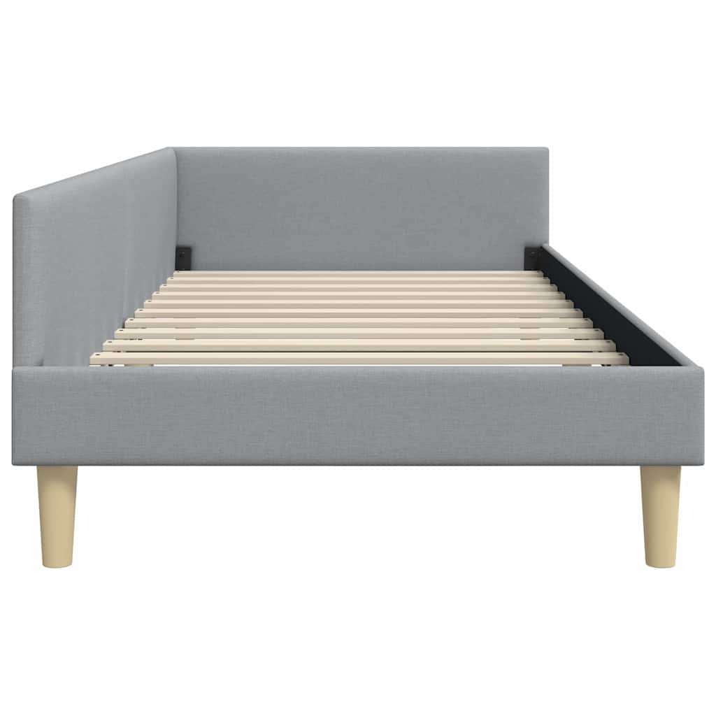 Corner Bed Frame with Headboard Light Grey 90 x 190 cm Fabric