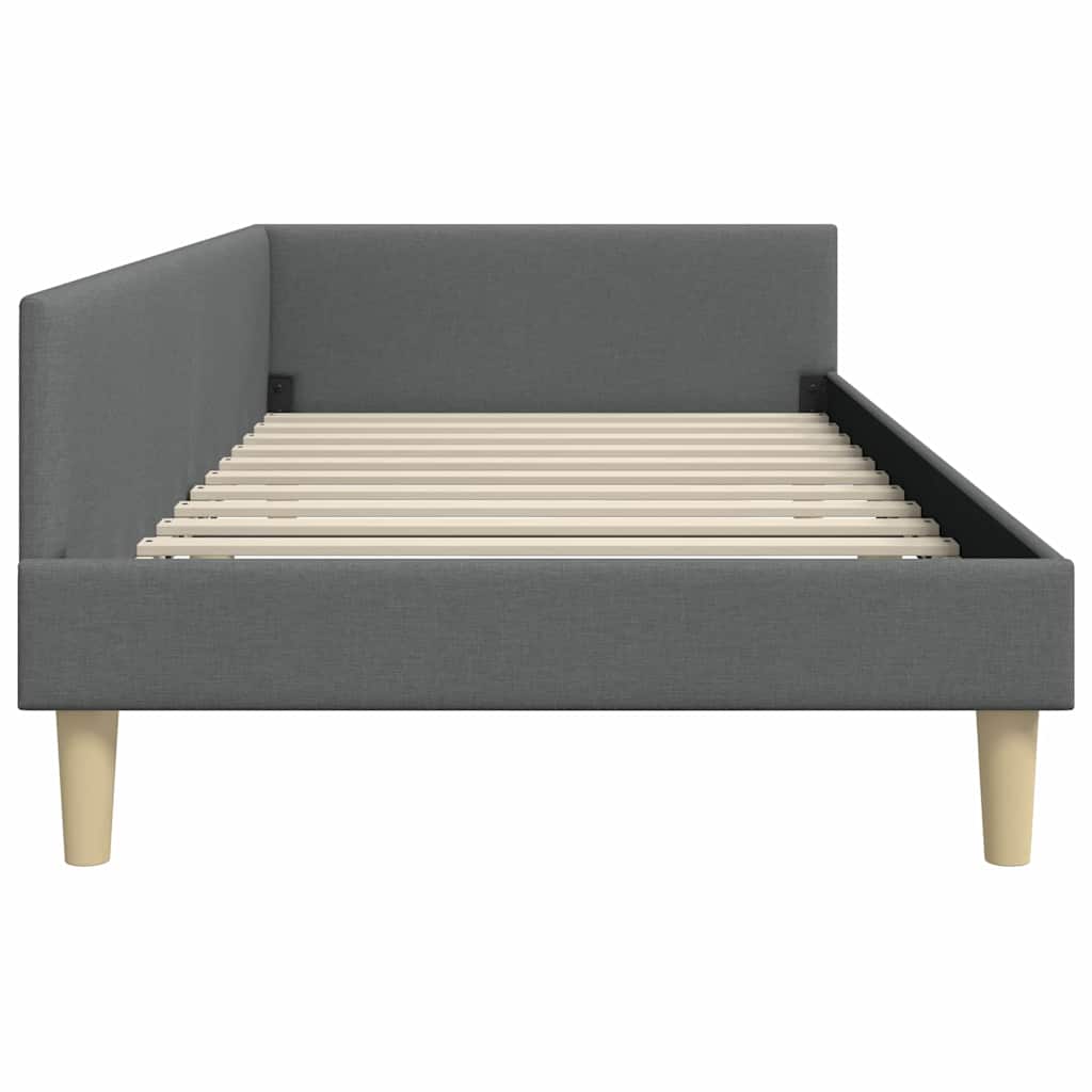 Corner Bed Frame with Headboard Dark Grey 90 x 190 cm Fabric