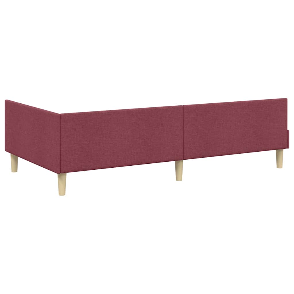 Corner Bed Frame with Headboard Wine Red 90 x 190 cm Fabric