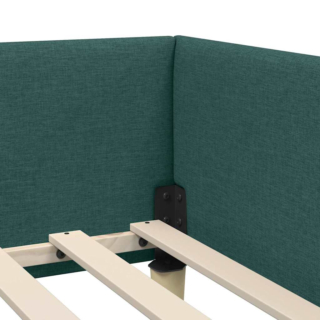 Corner Bed Frame with Headboard Dark Green 90 x 190 cm Fabric