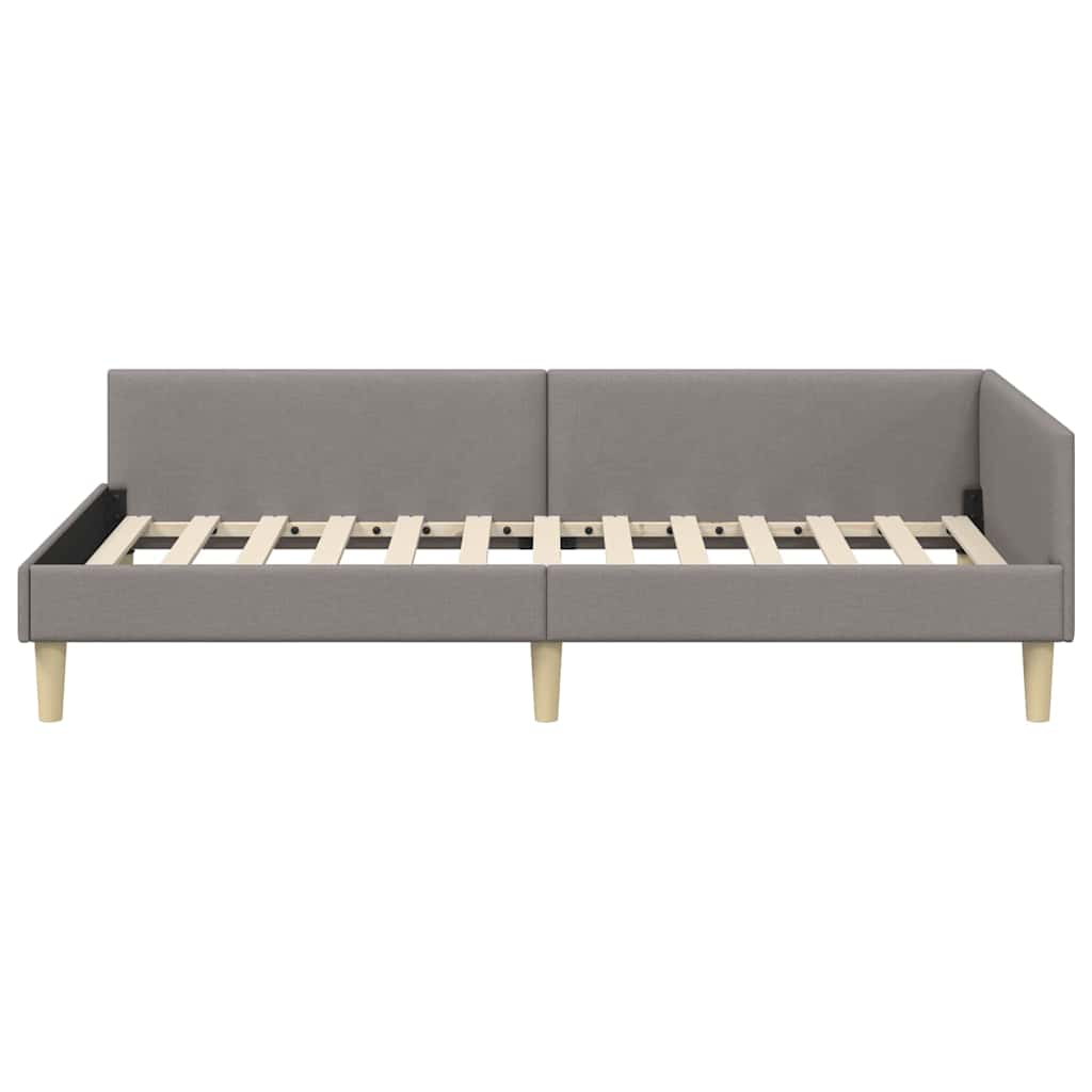 Corner Bed Frame with Headboard Taupe 90 x 190 cm Fabric