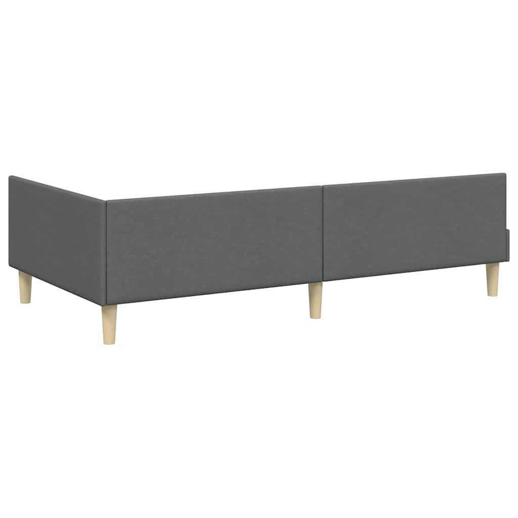 Corner Bed Frame with Headboard Dark Grey 90 x 200 cm Fabric