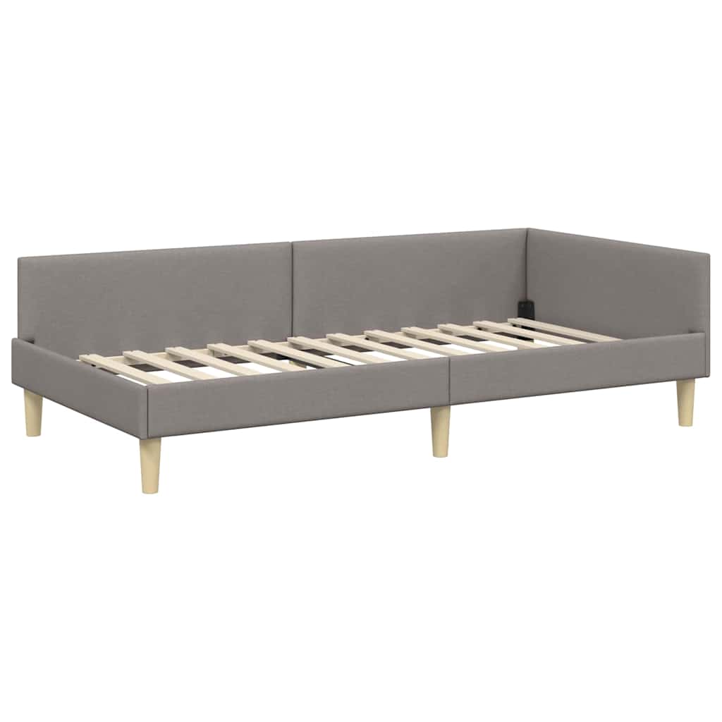 Corner Bed Frame with Headboard Taupe 90 x 200 cm Fabric