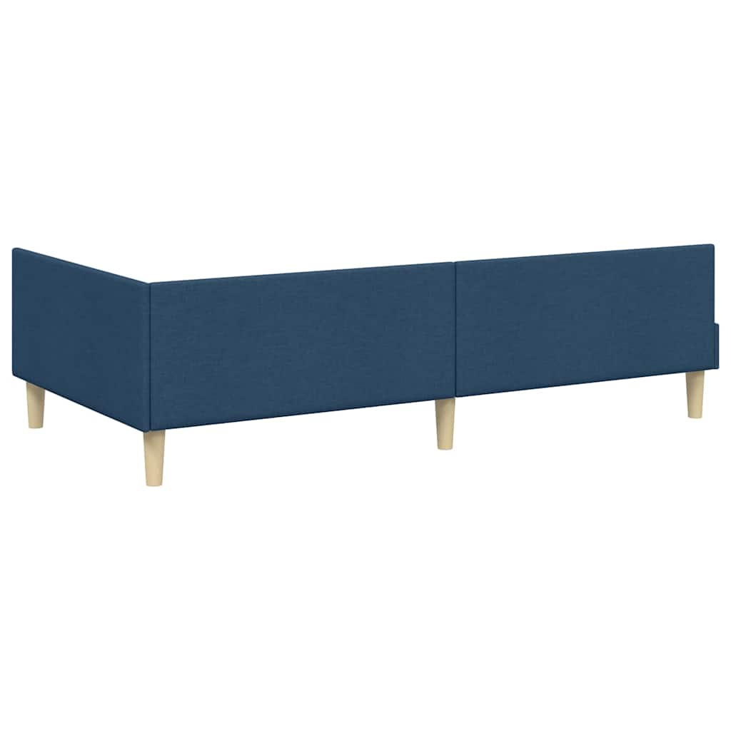 Corner Bed Frame with Headboard Blue 90 x 200 cm Fabric