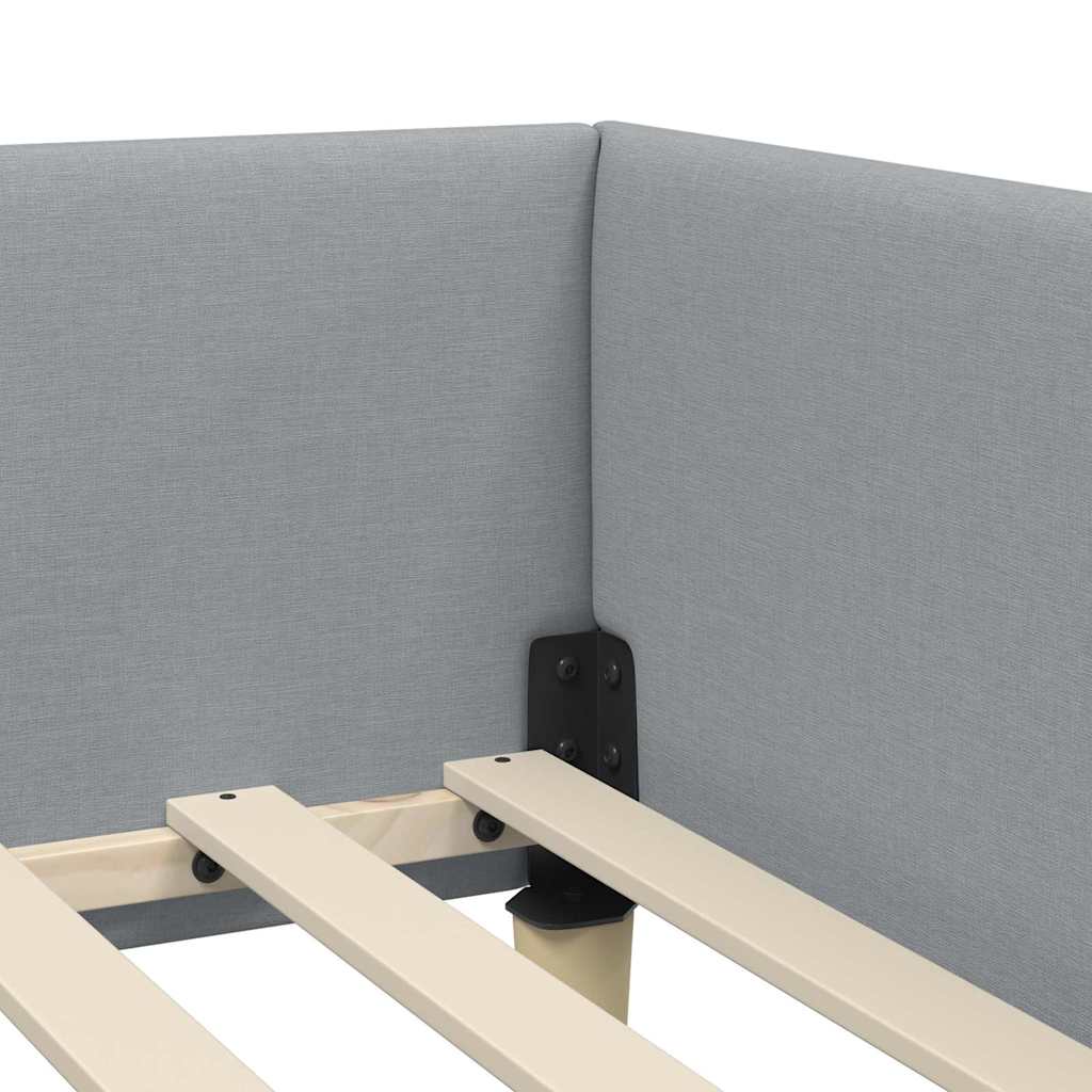 Corner Bed Frame with Headboard Light Grey 100 x 200 cm Fabric