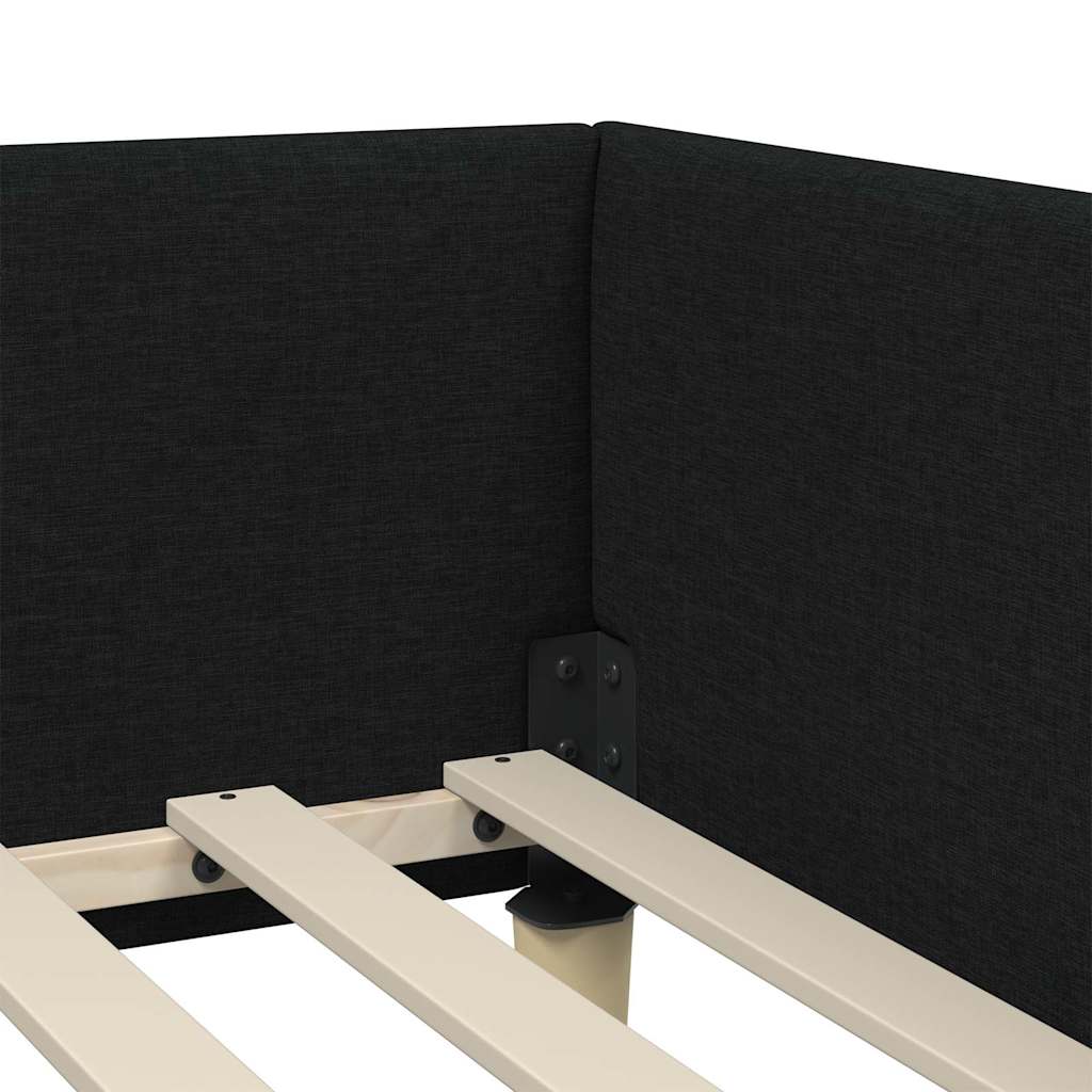 Corner Bed Frame with Headboard Black 100 x 200 cm Fabric