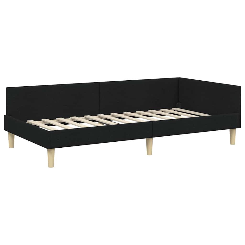 Corner Bed Frame with Headboard Black 100 x 200 cm Fabric