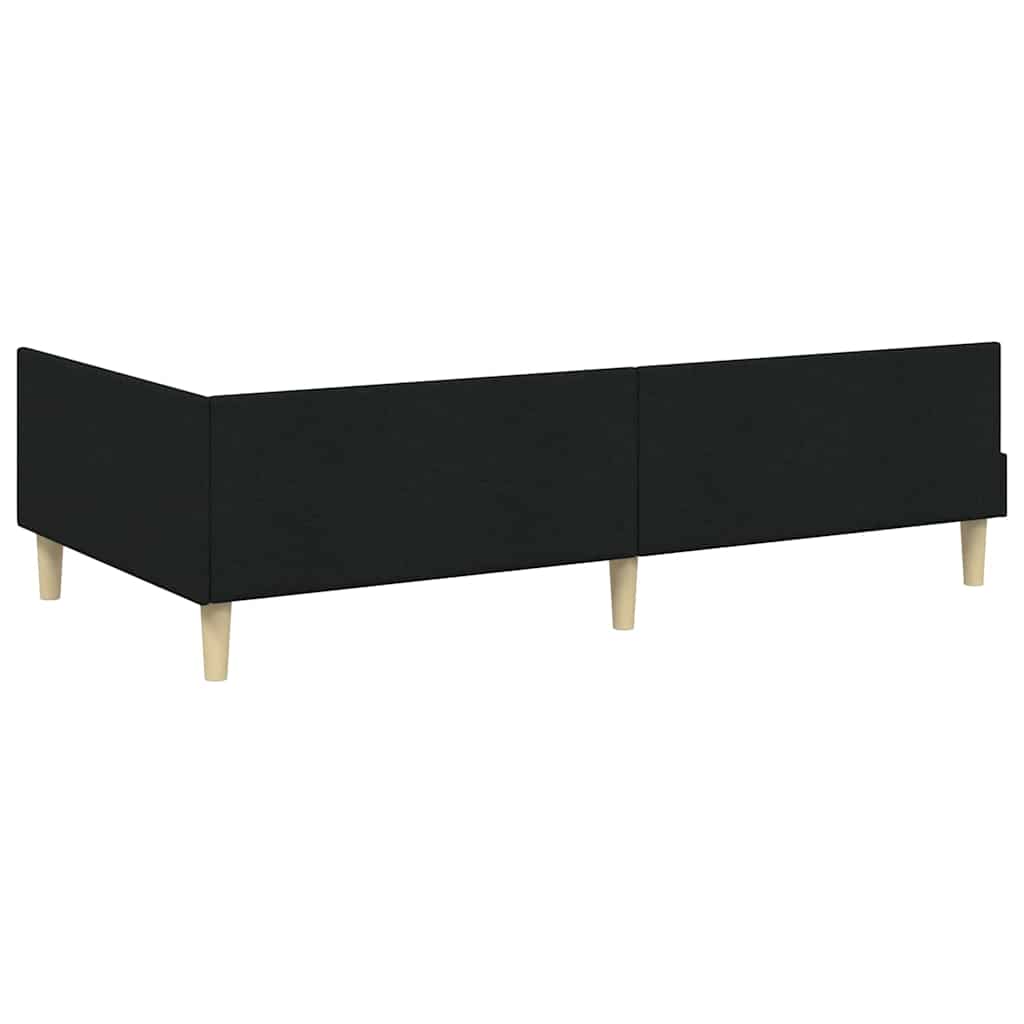 Corner Bed Frame with Headboard Black 100 x 200 cm Fabric