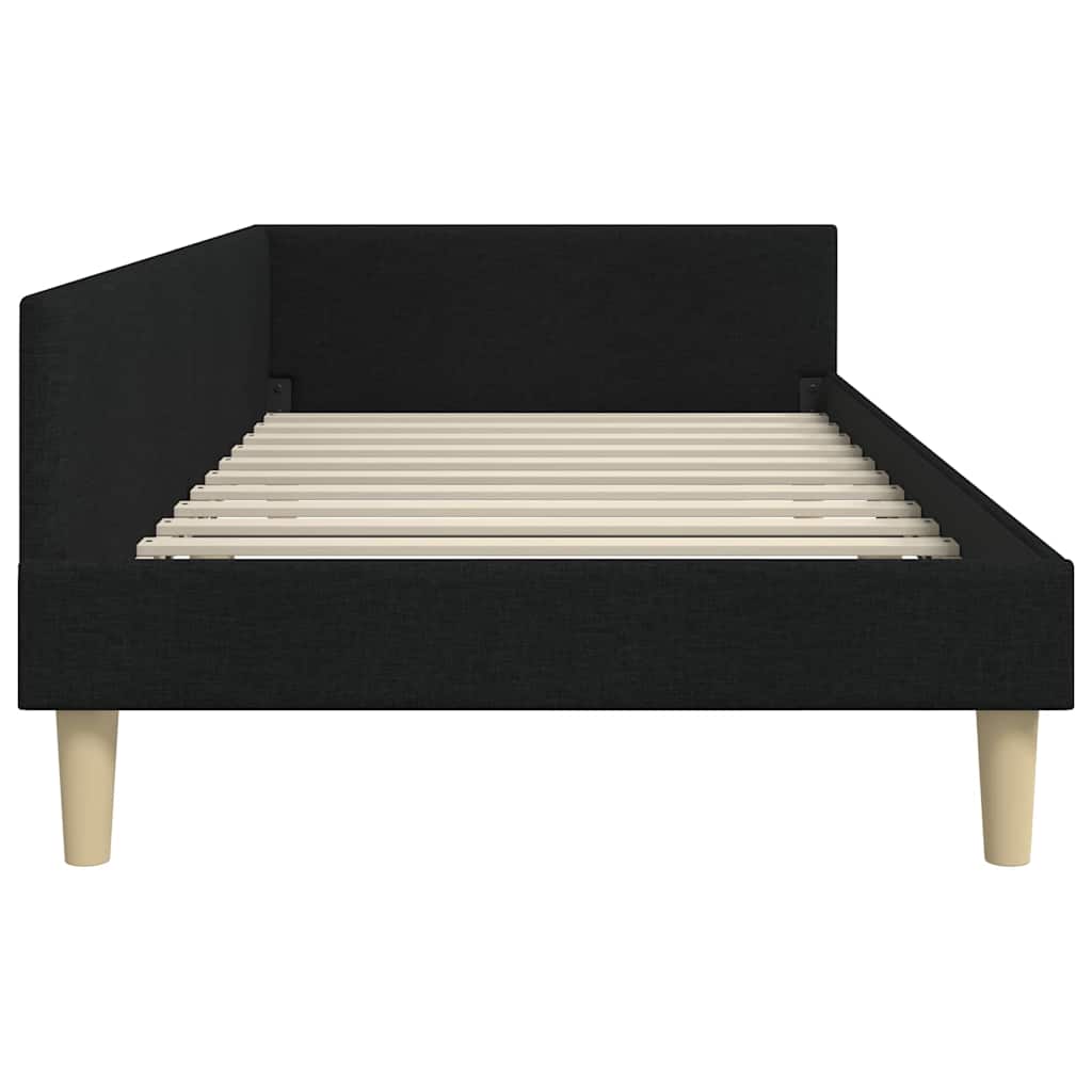 Corner Bed Frame with Headboard Black 100 x 200 cm Fabric