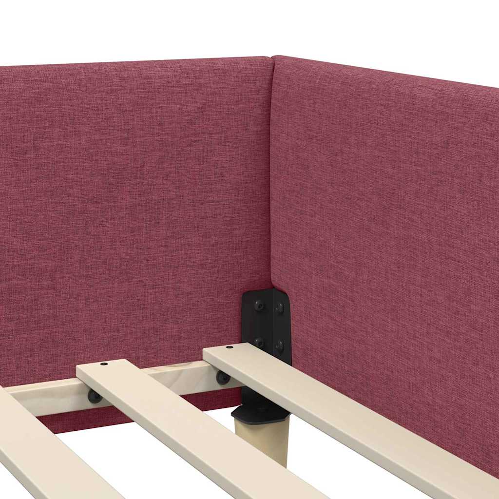 Corner Bed Frame with Headboard Wine Red 100 x 200 cm Fabric