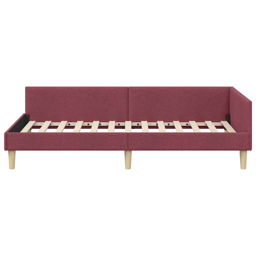 Corner Bed Frame with Headboard Wine Red 100 x 200 cm Fabric