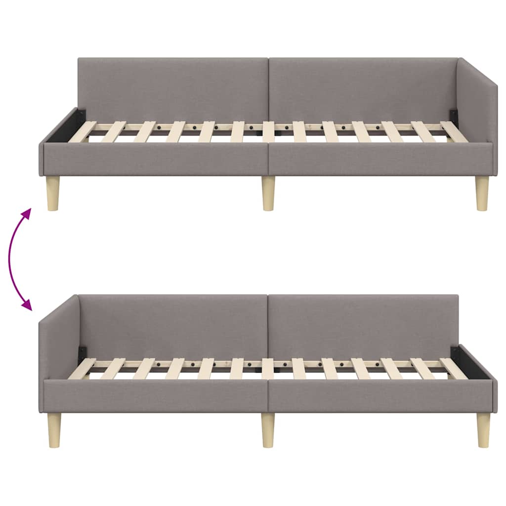Corner Bed Frame with Headboard Taupe 100 x 200 cm Fabric