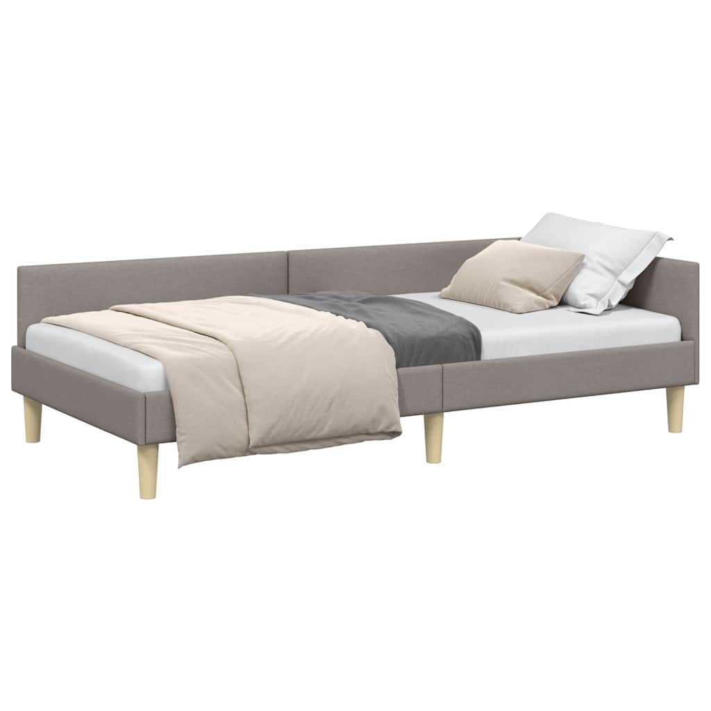 Corner Bed Frame with Headboard Taupe 100 x 200 cm Fabric