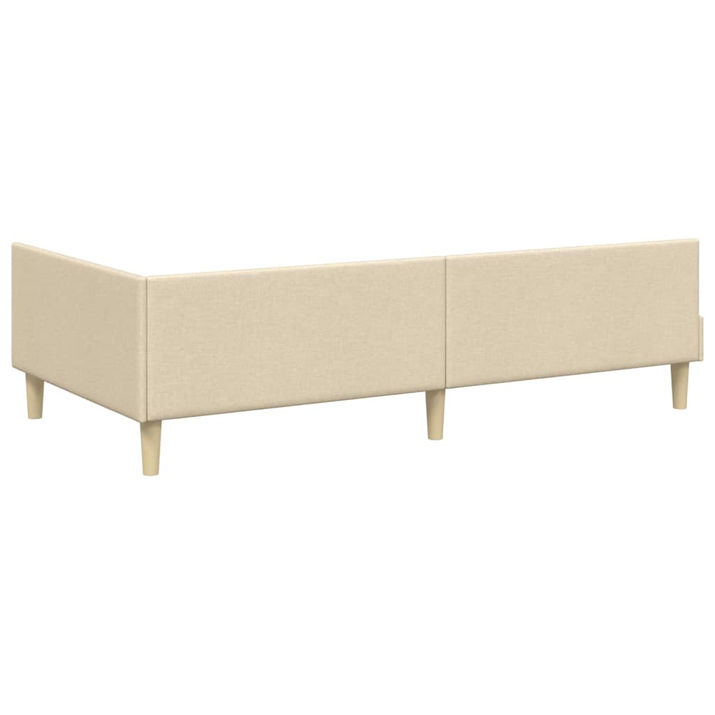 Corner Bed Frame with Headboard Cream 100 x 200 cm Fabric