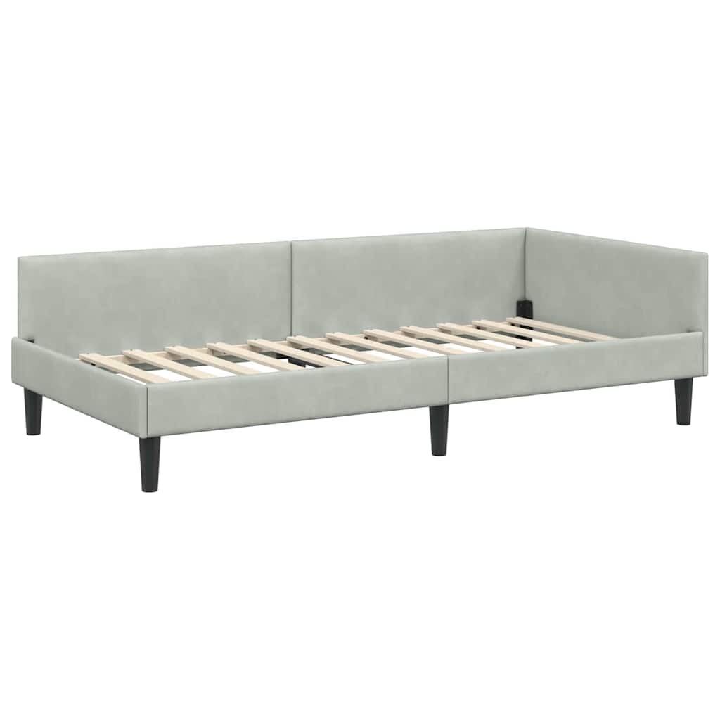 Corner Bed Frame with Headboard Manual Light grey 80 x 200 cm