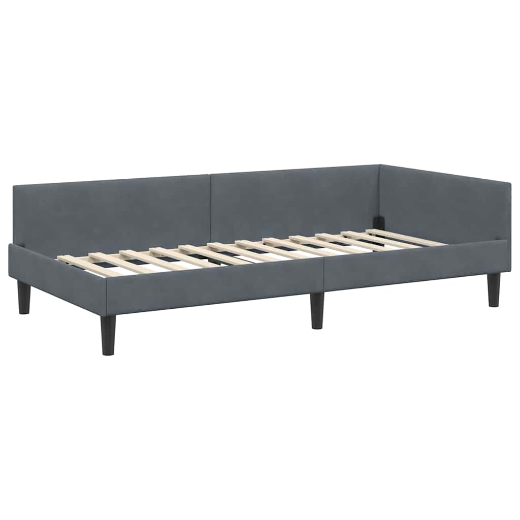 Corner Bed Frame with Headboard Manual Dark grey 80 x 200 cm