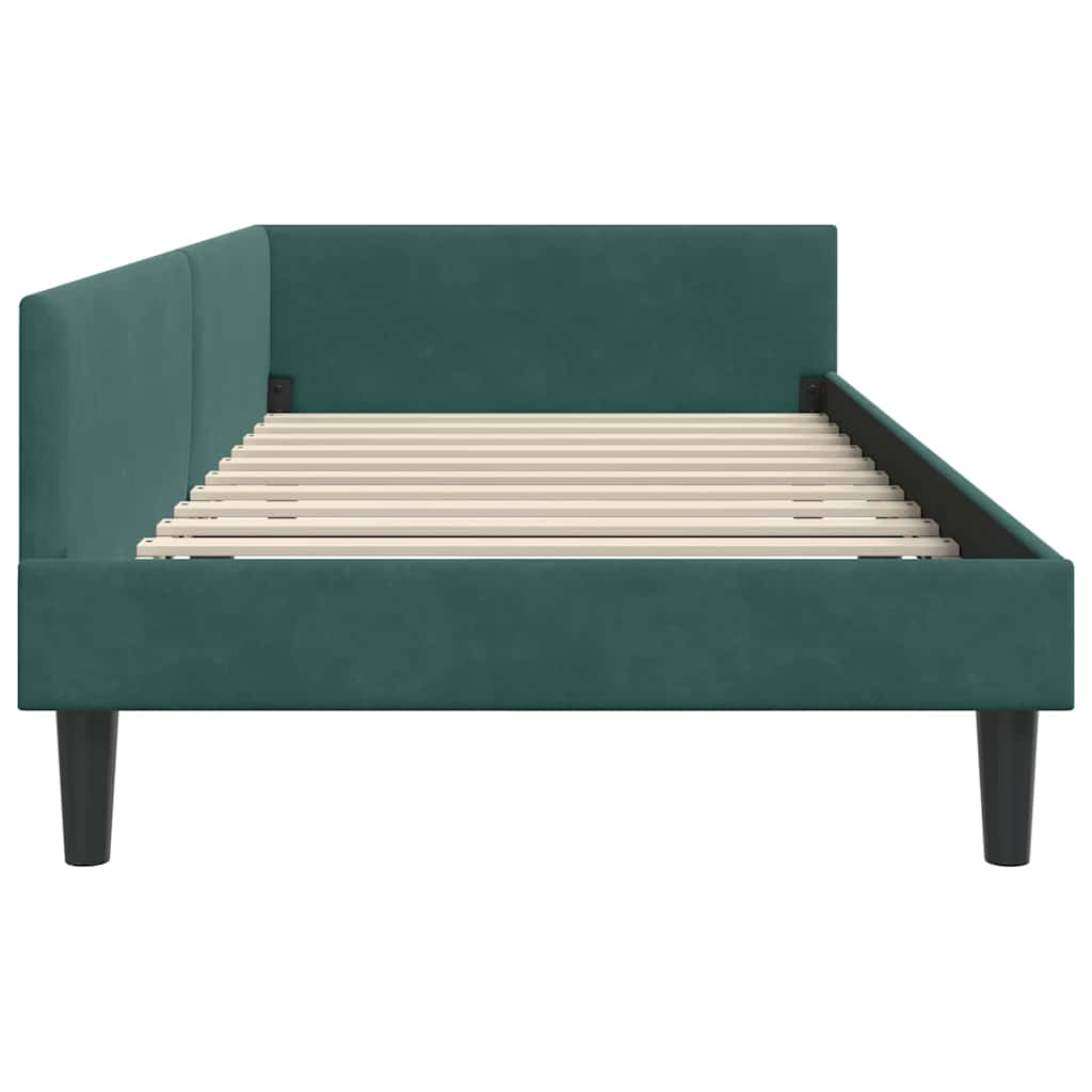 Corner Bed Frame with Headboard Manual Dark green 80 x 200 cm