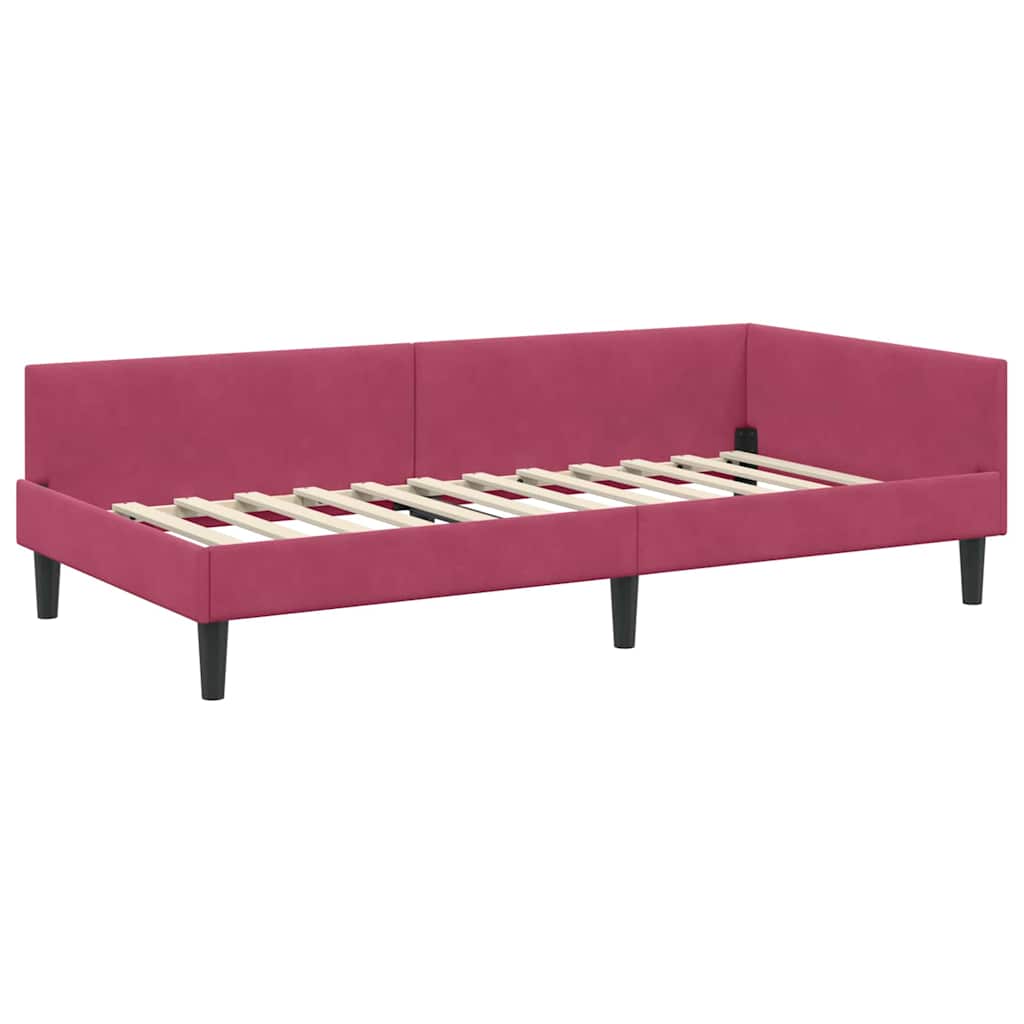 Corner Bed Frame with Headboard Manual Wine red 80 x 200 cm
