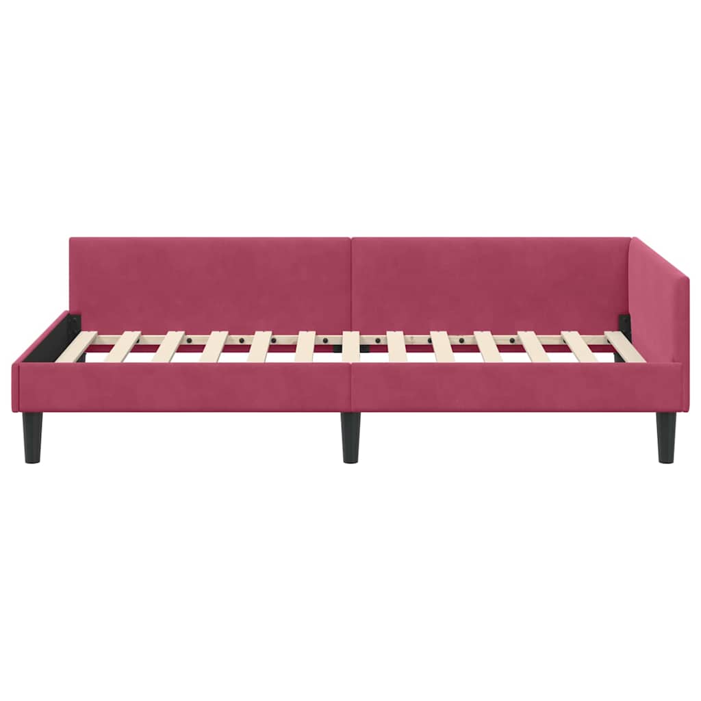 Corner Bed Frame with Headboard Manual Wine red 80 x 200 cm